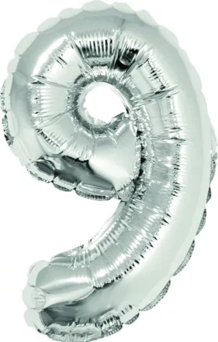 Számos léggömb, 9-es 85 cm Daco ezüst|metál fólia, papír pálcával, BL859AG