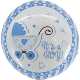   Léggömb, babaváró 46 cm Daco "It's a Boy!" kék|mintás fólia, papír pálcával, BL45B
