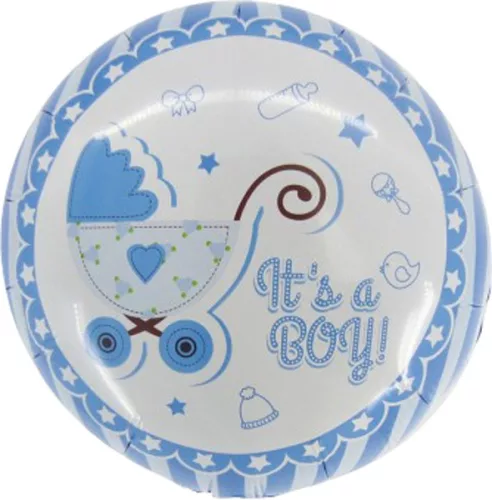 Léggömb, babaváró 46 cm Daco "It's a Boy!" kék|mintás fólia, papír pálcával, BL45B