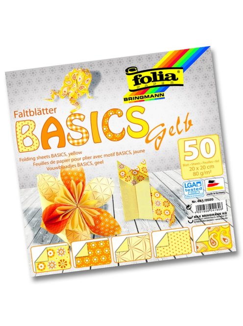 Origami FOLIA BASICS 20X20 SÁRGA