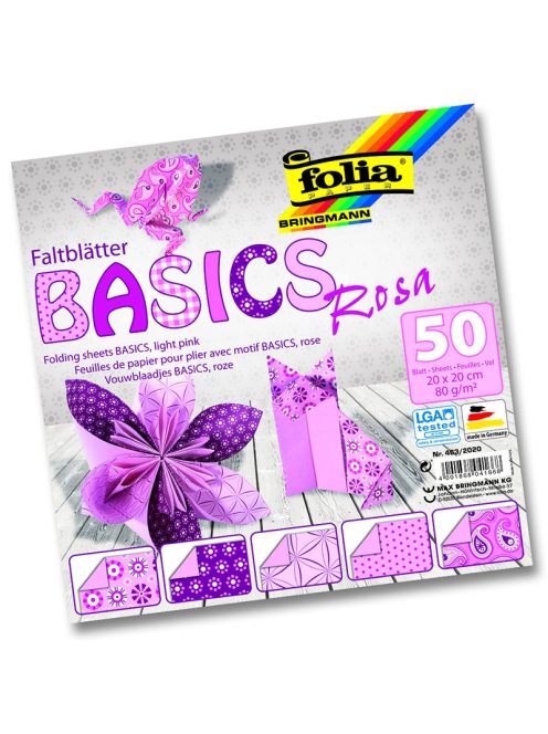 Folia origami papír "basics" 20x20cm pink 50ív