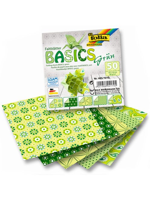 Folia origami papír "basics" 10x10cm zöld 50ív