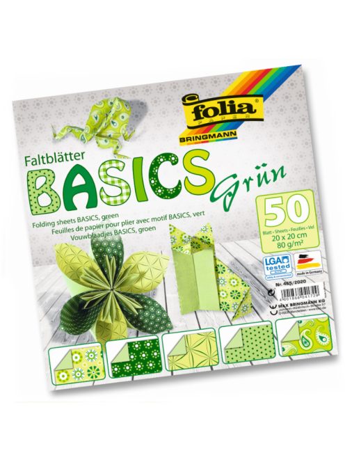 Folia origami papír "basics" 20x20cm zöld 50ív