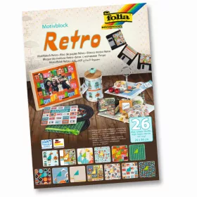   Folia karton blokk 24x34cm 26ív "retro" különféle motívum