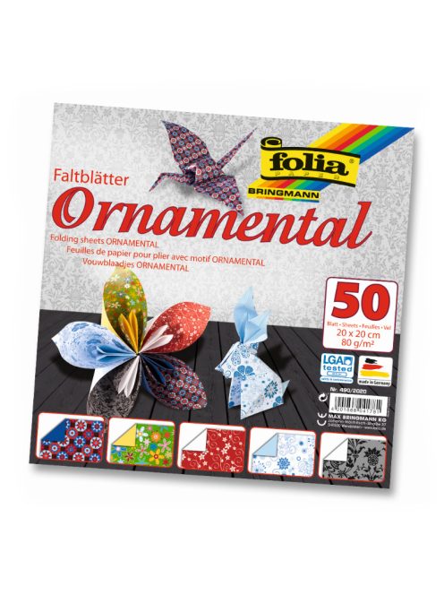 Folia origami papír"ornamental"20x20cm különféle 50 motívum