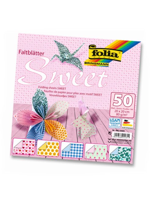 Folia origami papír"sweet"20x20cm vegyes 50ív