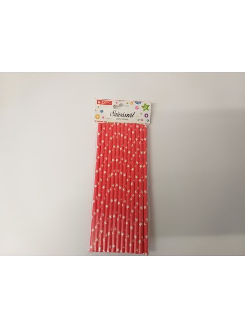 Papírszívószál 20cm 25db/cs (piros alap, fehér pöttyök)
