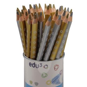   Színes ceruza  arany, ezüst, háromszögletű, vastag, Jumbo, 36 db-os pohárban