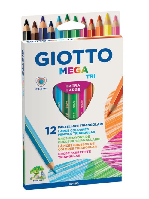 Színes ceruza GIOTTO Mega-Tri 12db-os 3szög vastag