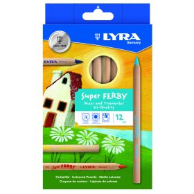   Színes ceruza 12-es SuperFERBY háromszögletű, natur, vastag