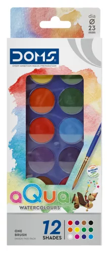 Vízfesték 12 db-os Aquarell 23 mm, + ecset,  FILA 