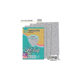 Dekorgumi glitteres A/4, 10 ív/csomag - ezüst SC1220