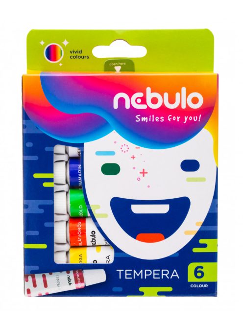 Tempera készlet, 12 ml-es, 6 színes, Nebulo