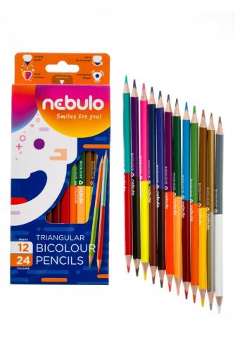 Kétvégű, 12/24 színes ceruza készlet NEBULO