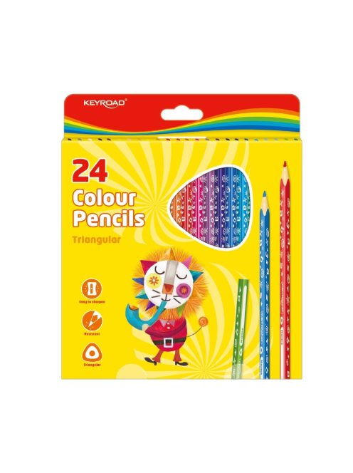 Színes ceruza készlet háromszögletű 24 db/bliszter Keyroad vegyes színek
