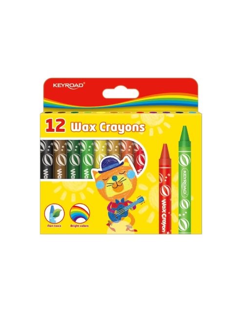 Zsírkréta készlet 11x100 mm 12 db/bliszter Keyroad Wax Crayon vegyes színek