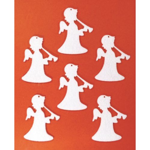 Filcfigura - Angyal álló trombitás (6 db/cs, átm. kb.: 6 cm)