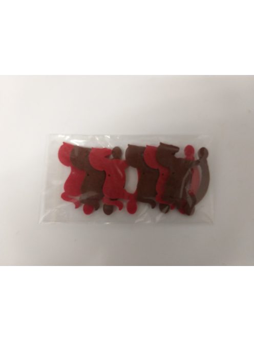 Filcfigura - Hintaló, piros-barna (6 db/cs, átm. kb.: 6 cm)