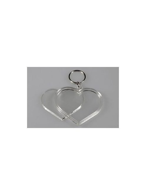 Kulcstartó akril szív fényképtartós 6,5cm-es