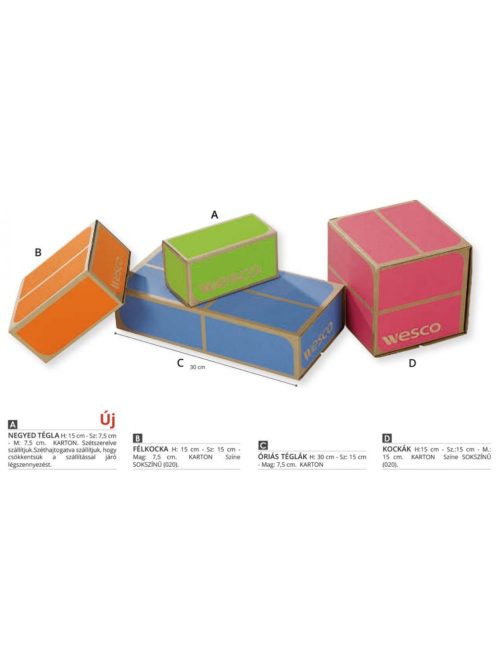 Wesco Akadály készlet 50 db-os maxi csomag (negyedtégla,félkocka,tégla)