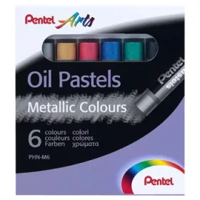   Kréta olajpasztell készlet, PHN-M6 Pentel, 6 klf., metál szín